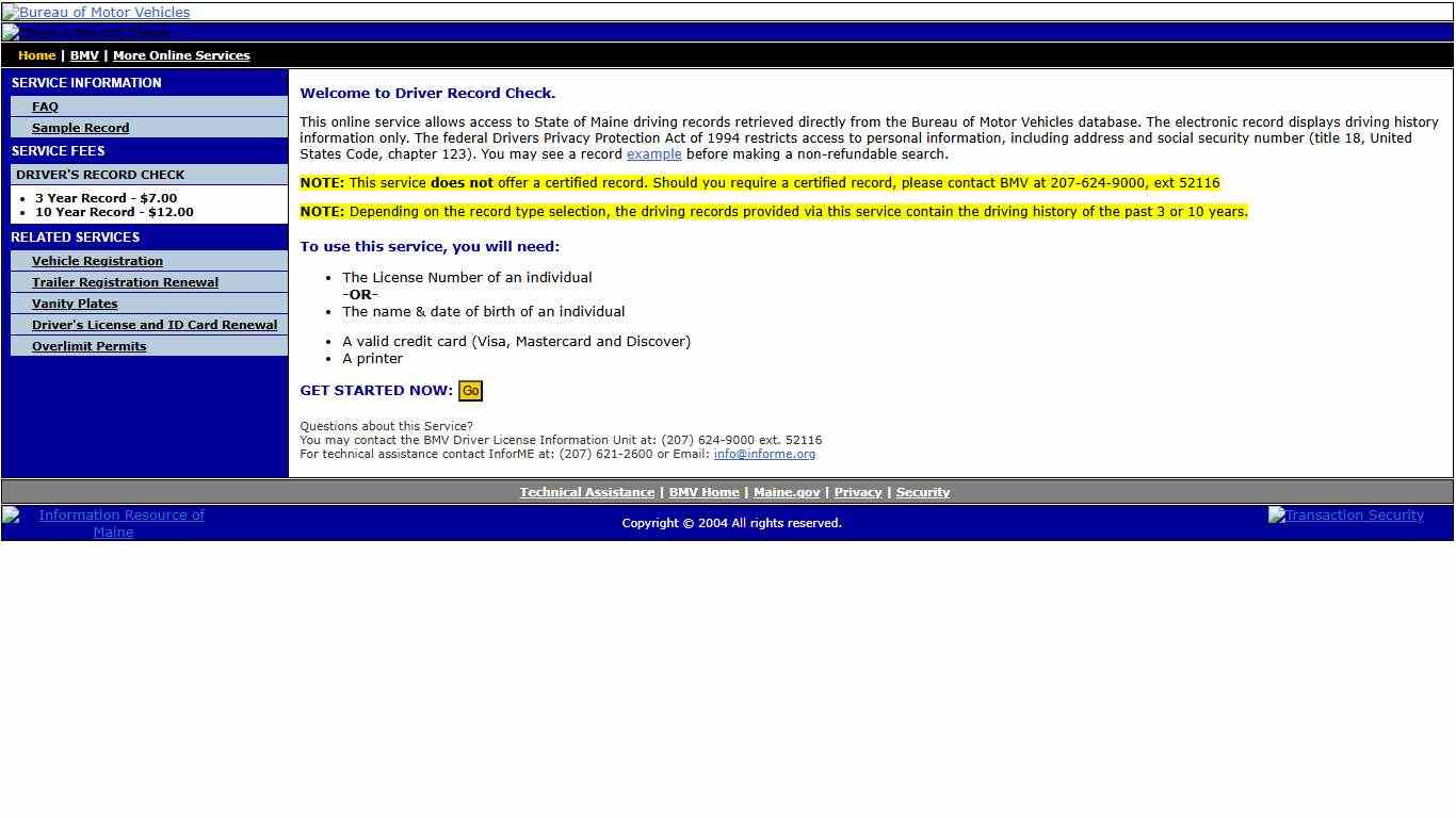 Driver's Record Check Service