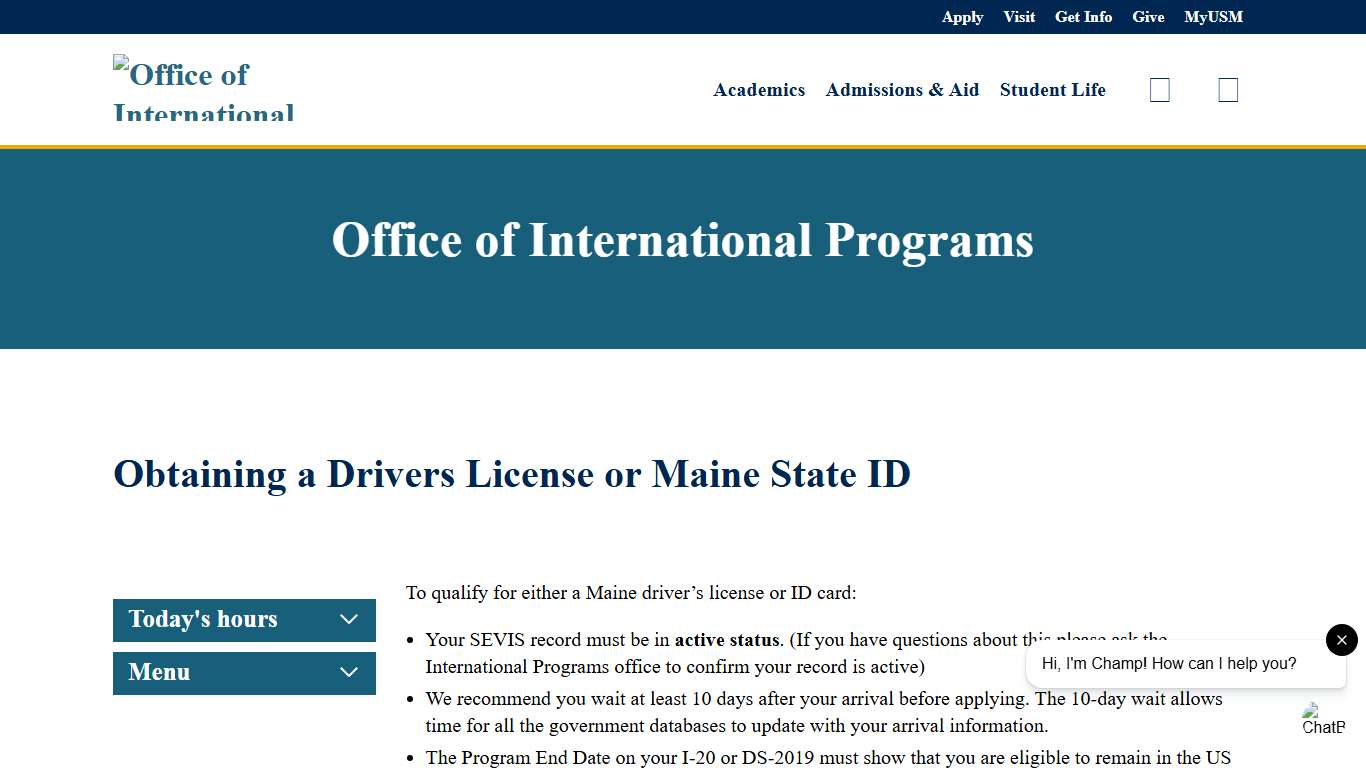 Obtaining a Drivers License or Maine State ID – Office of International Programs