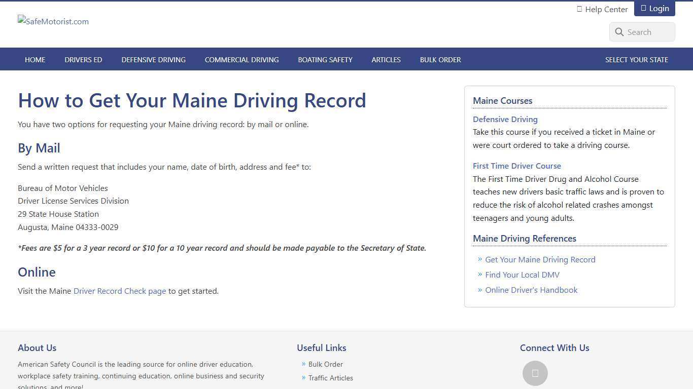 ME - Maine Driving Records